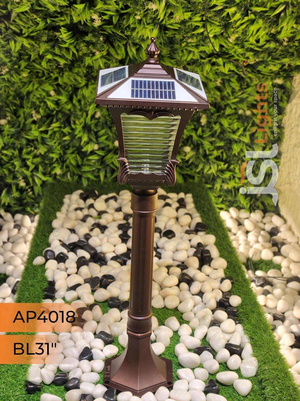 APT 4018 Solar Outdoor Garden Bollard Light 31 Inches 3CCT Outdoor Bollard Light with 5w LED
