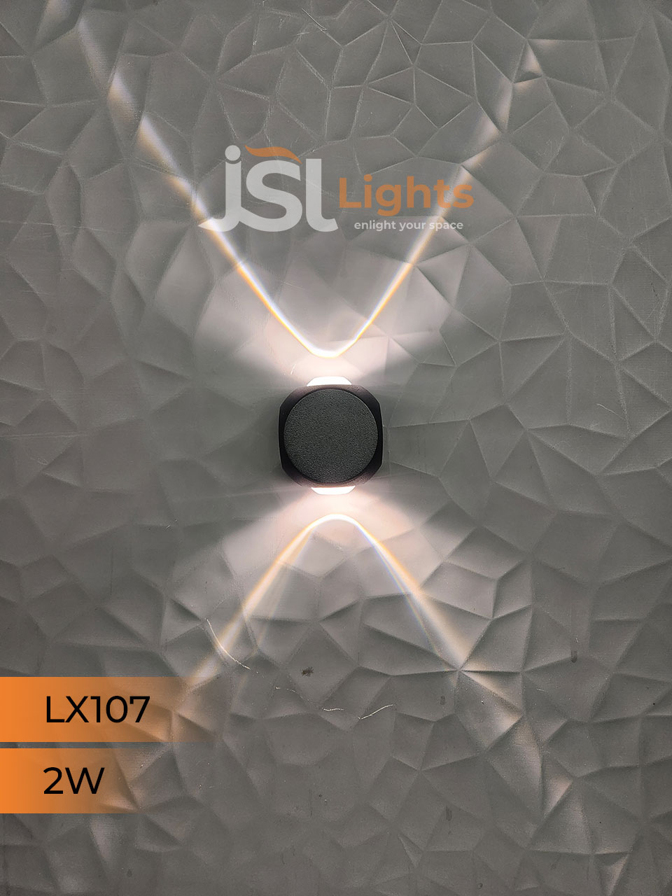 LX 107 2W 2 Way Up Down Wall Decorative Light Black Aluminium Body Outdoor Wall Light