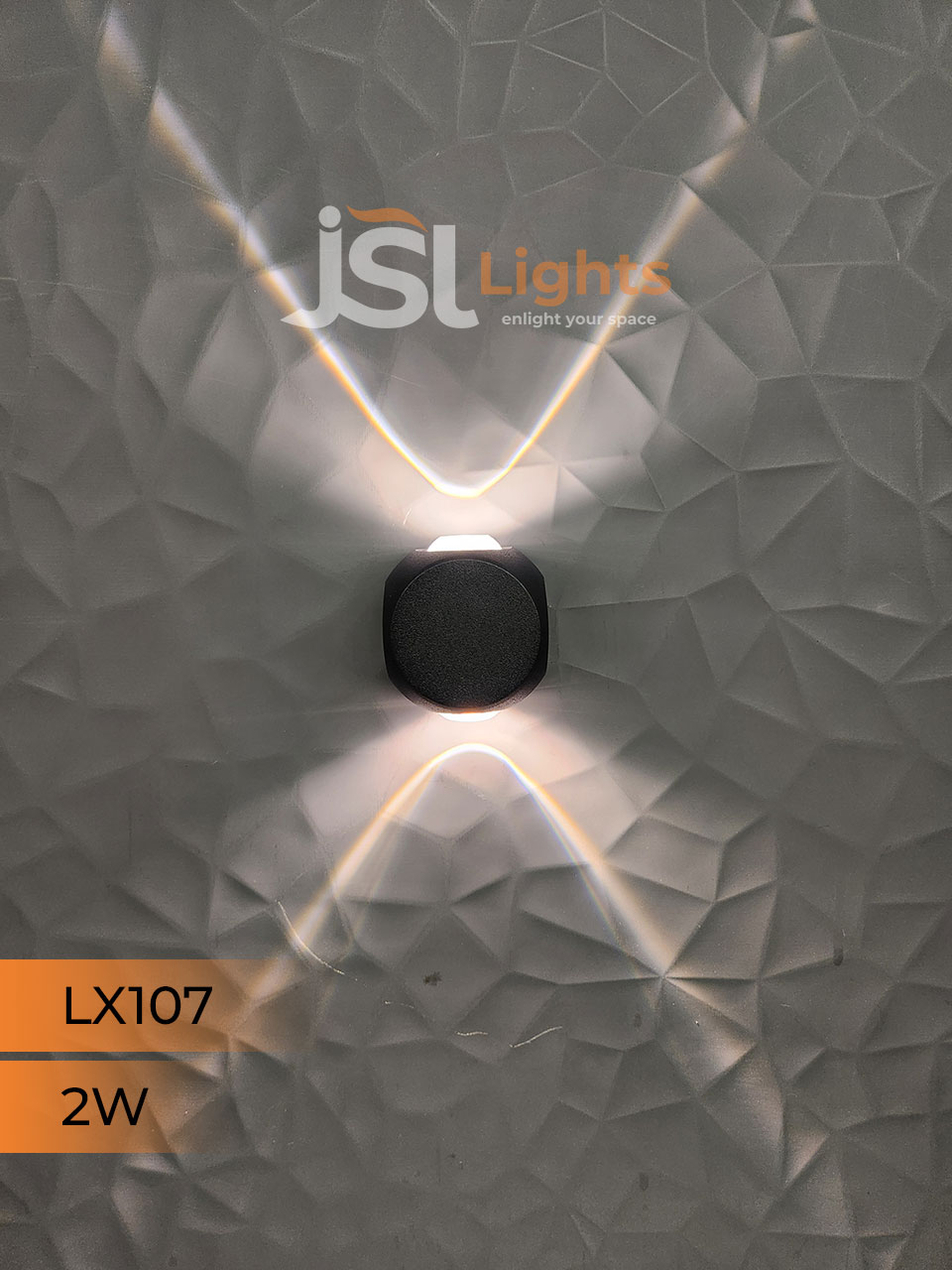LX 107 2W 2 Way Up Down Wall Decorative Light Black Aluminium Body Outdoor Wall Light