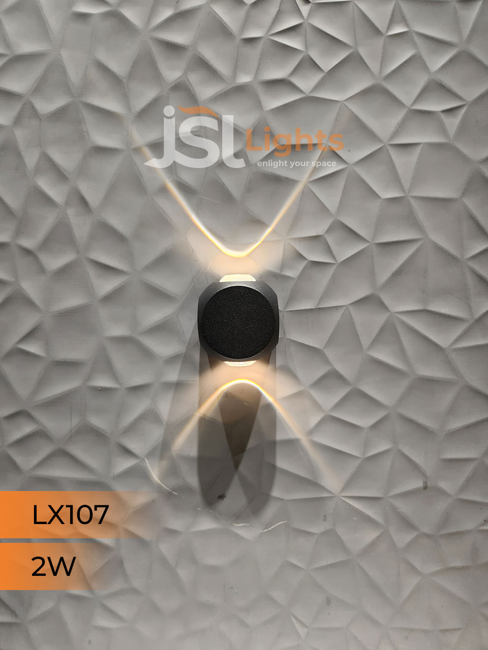 LX 107 2W 2 Way Up Down Wall Decorative Light Black Aluminium Body Outdoor Wall Light