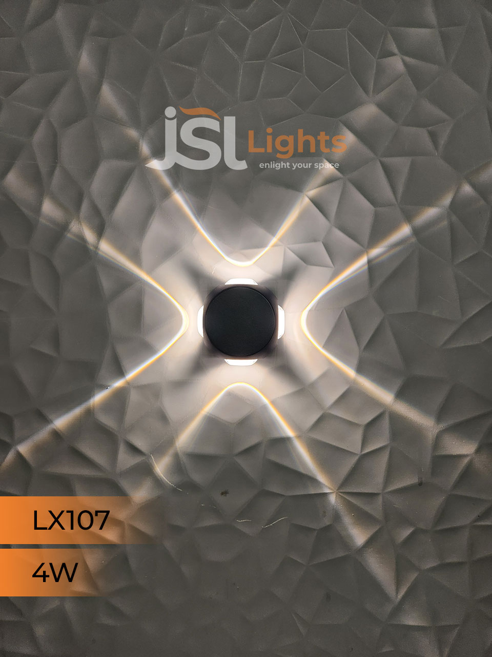 LX 107 4W 4 Way Up Down Wall Decorative Light Black Aluminium Body Outdoor Wall Light