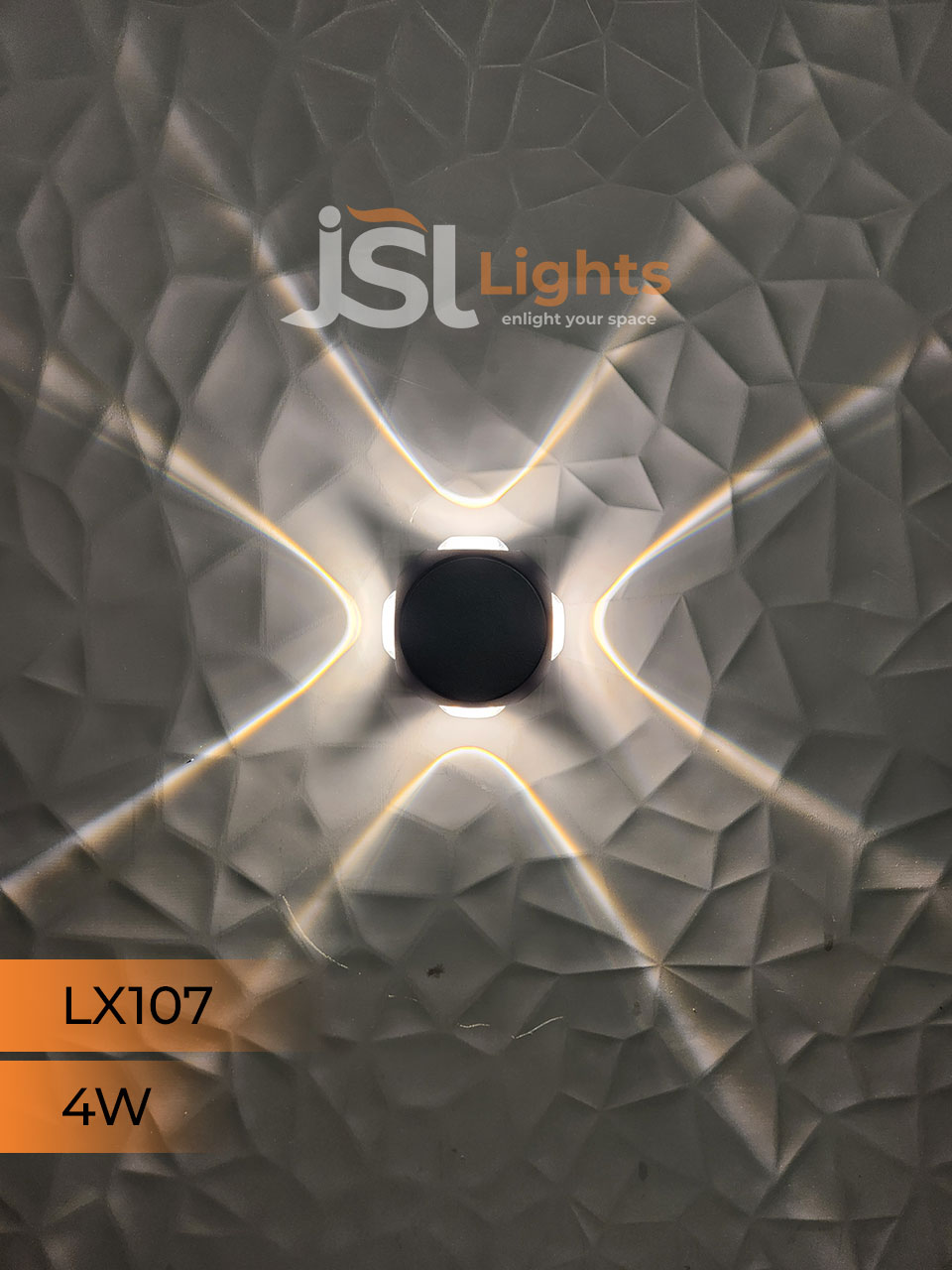 LX 107 4W 4 Way Up Down Wall Decorative Light Black Aluminium Body Outdoor Wall Light