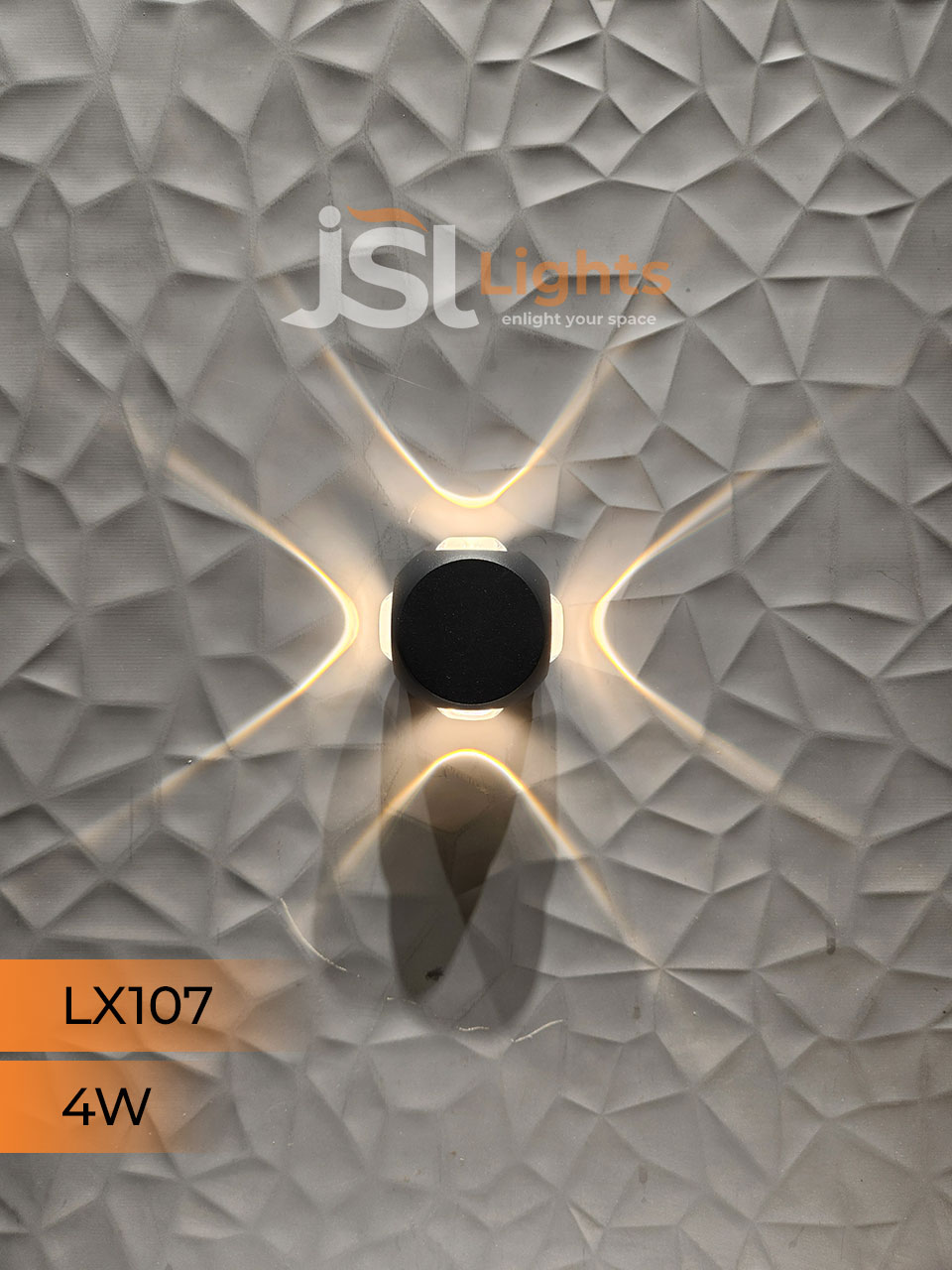 LX 107 4W 4 Way Up Down Wall Decorative Light Black Aluminium Body Outdoor Wall Light