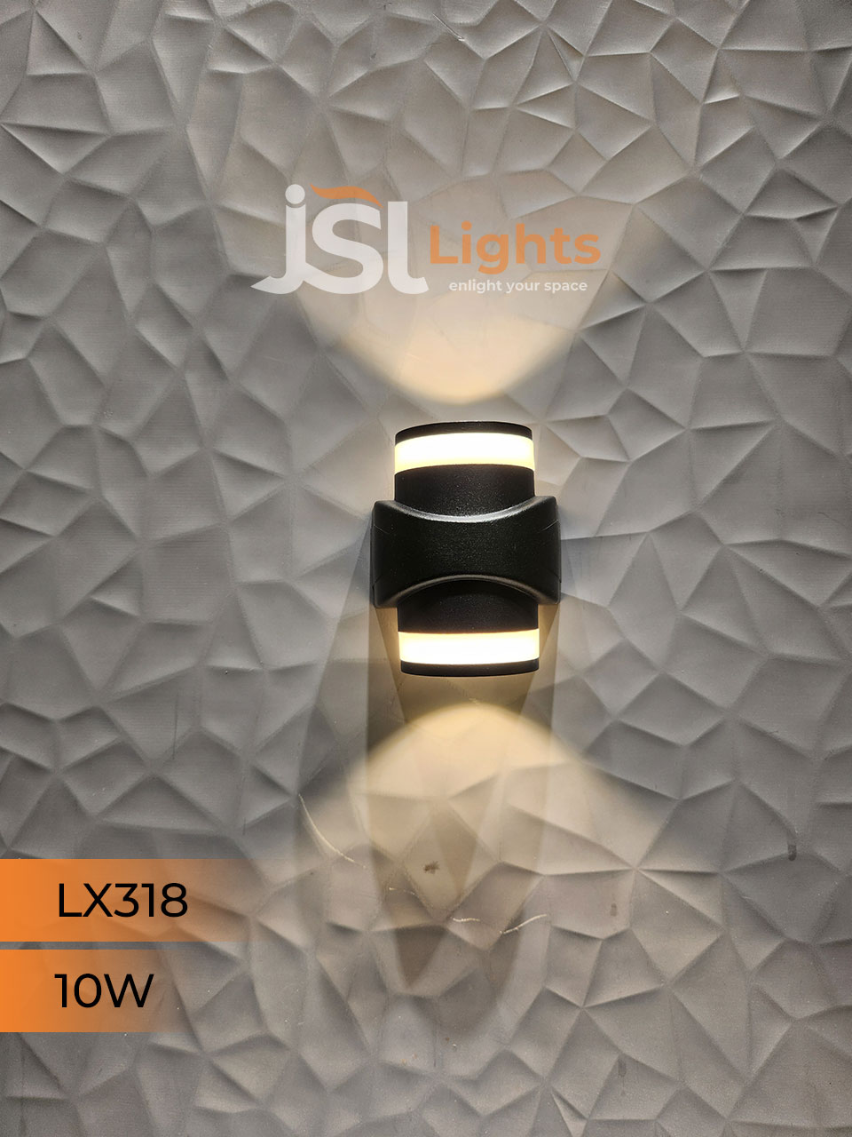 LX 318 10W Up Down Wall Decorative Light Black Aluminium Body Outdoor Wall Light