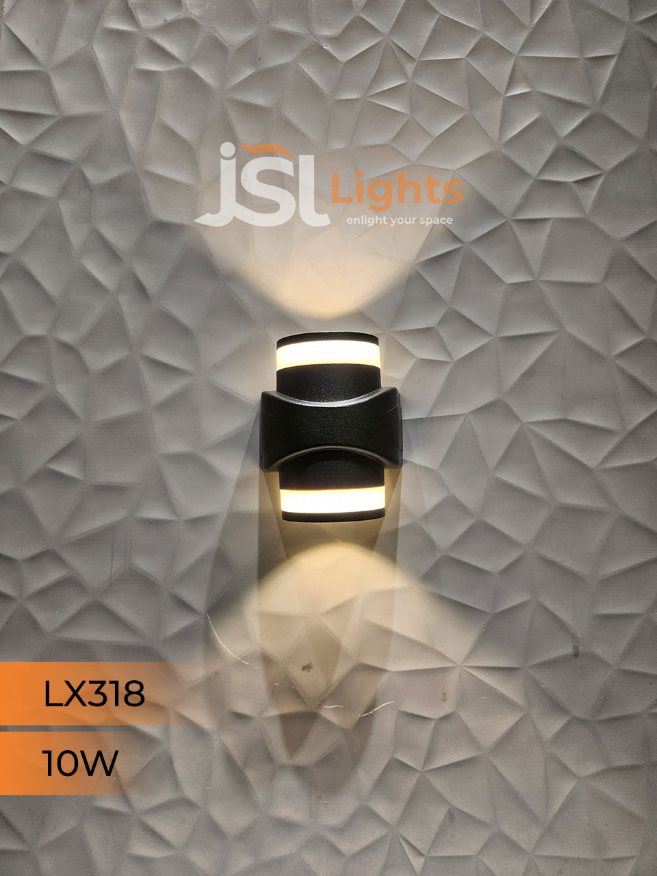 LX 318 10W Up Down Wall Decorative Light Black Aluminium Body Outdoor Wall Light