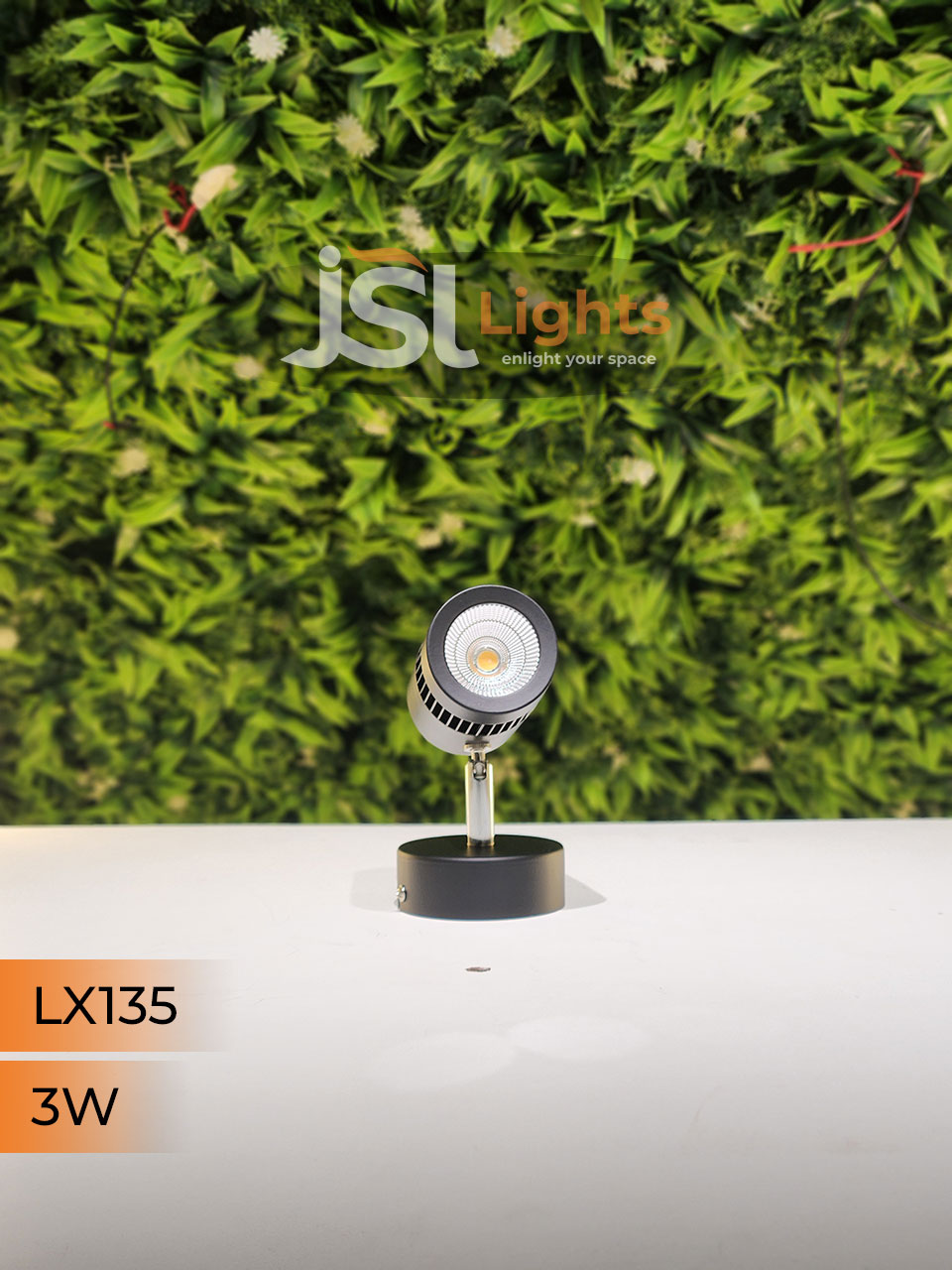LX 135 3W LED Wall Spotlight Black Body