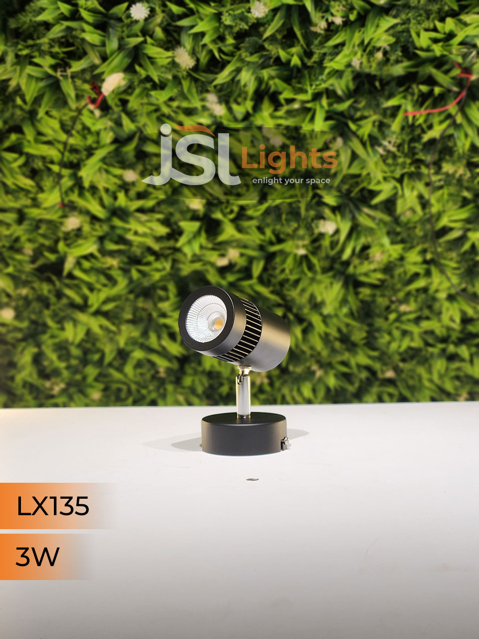 LX 135 3W LED Wall Spotlight Black Body