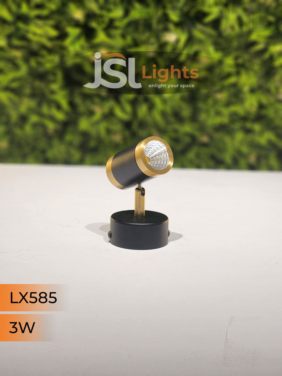 LX 585 3W Black GD Surface Wall Cob Focus Light