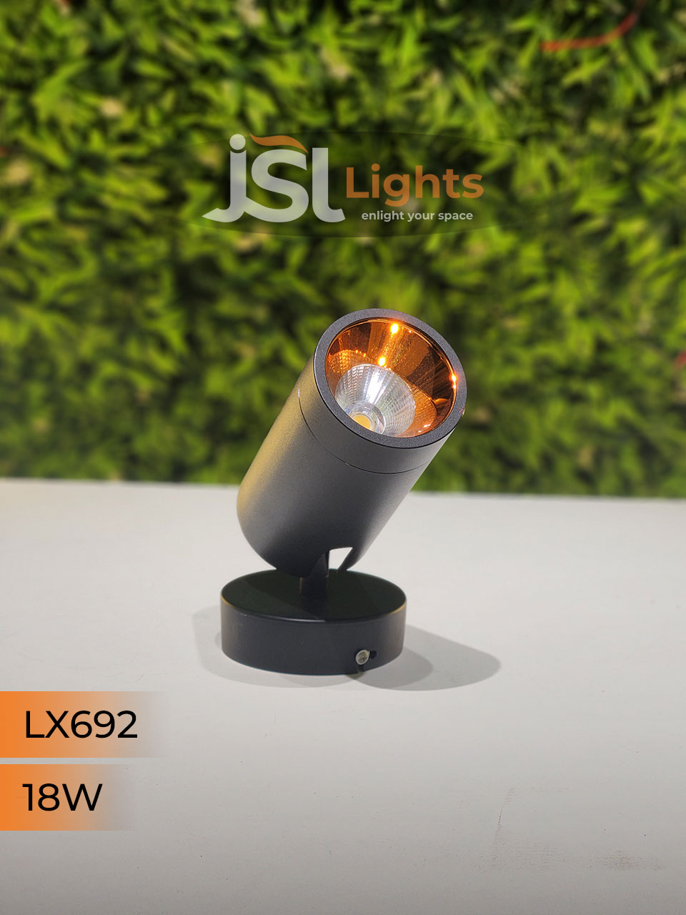 LX 692 18W LED Wall Spotlight Black Body