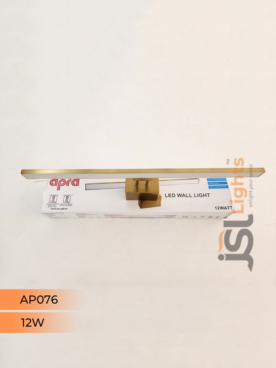 Apra 076 12W Gold Wall Mirror Light Wall Lamp Aluminium Body Picture Light