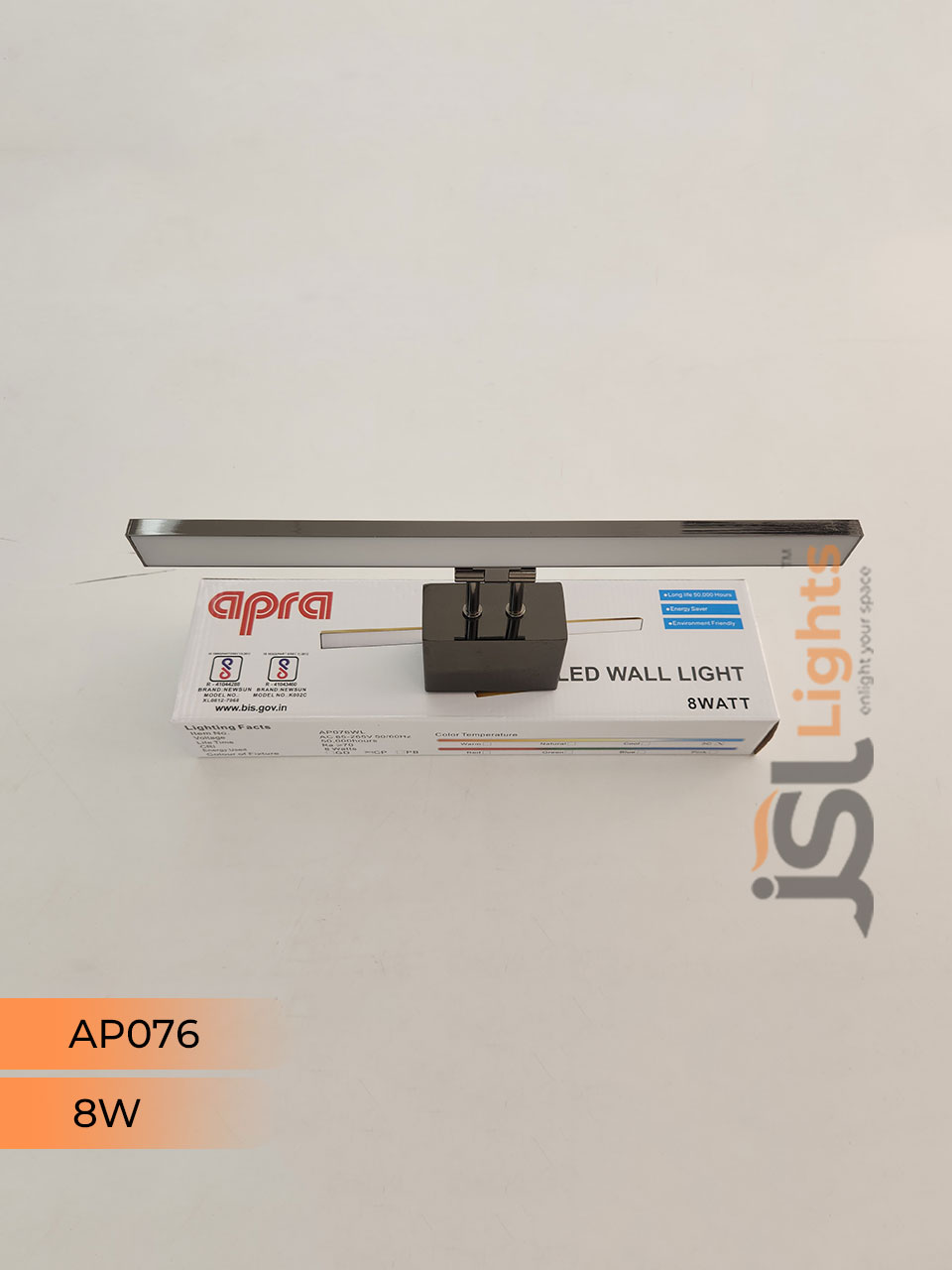 Apra 076 8W Pearl Black Wall Mirror Light Wall Lamp Aluminium Body Picture Light